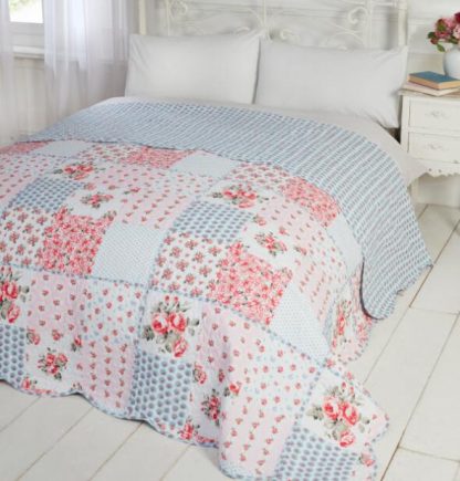 Bedspread wholesale printed patchwork bedpread with frill vermicelli quilted stitched pattern-001