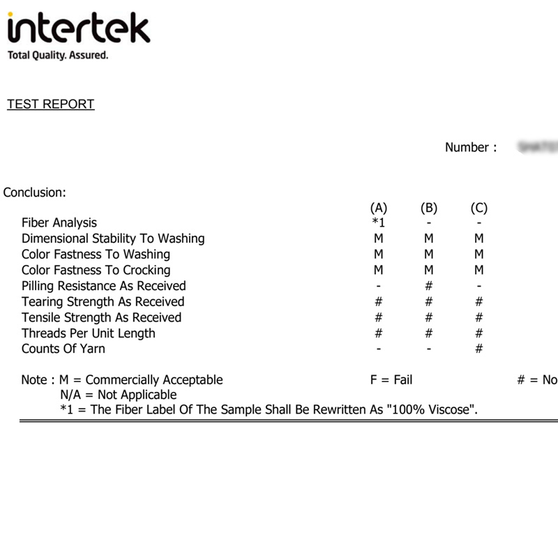 intertek report for bamboo bed sheet sets